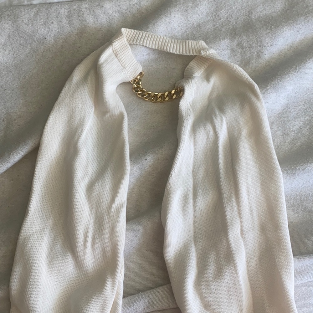 Bolero/ shrug with gold chain , beige size s/m